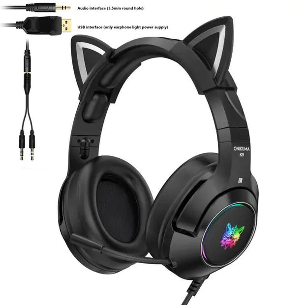 Cute Cat Ear Headphone with Mic - 3 Million LLC